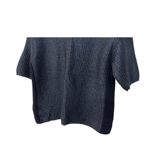 Tory Burch Womens XLarge Merino Wool Textured Knit Sweater Navy Metallic Blue - Picture 5 of 10